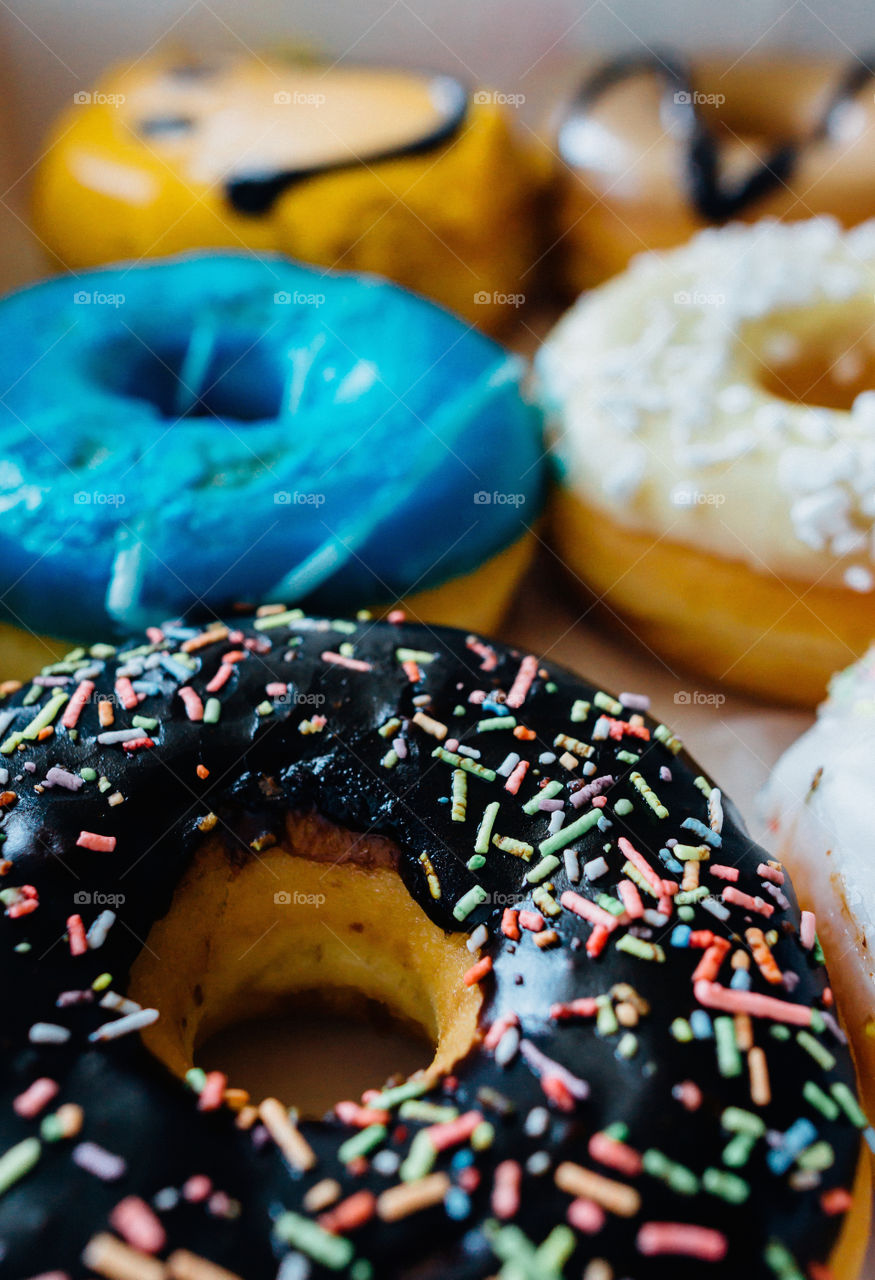 Close-up of donuts