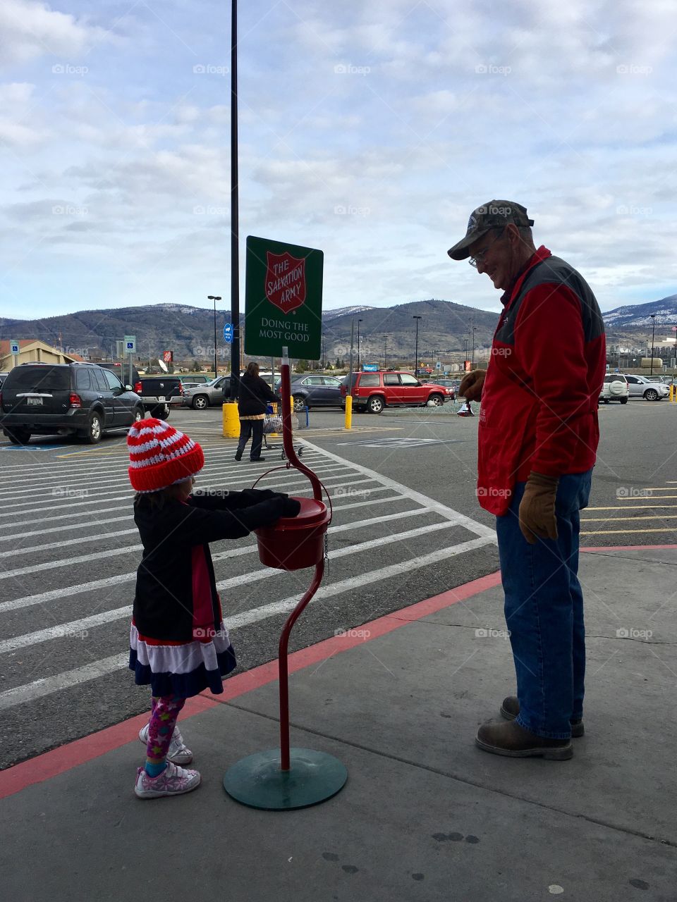 Grandfather standing together on street