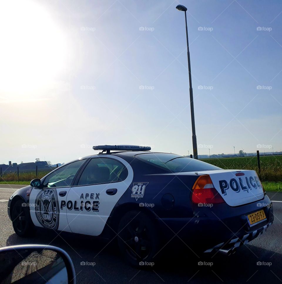 Striking police car in the Netherlands.