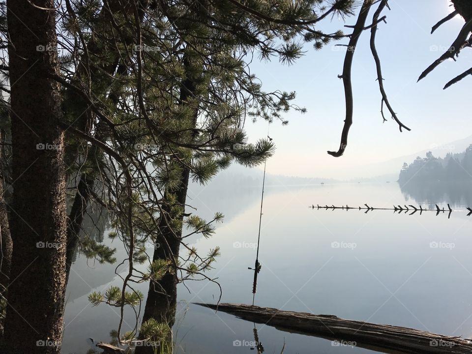 Morning fishing in upper Twin lake in Bridgeport California. A peaceful and beautiful place