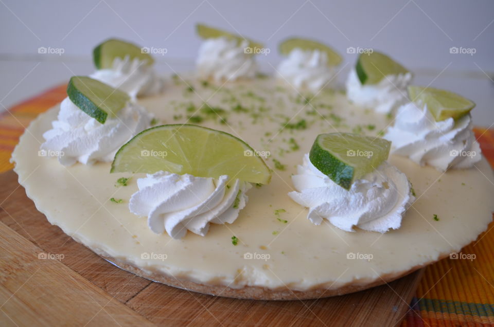 close-up of lemon pie cake