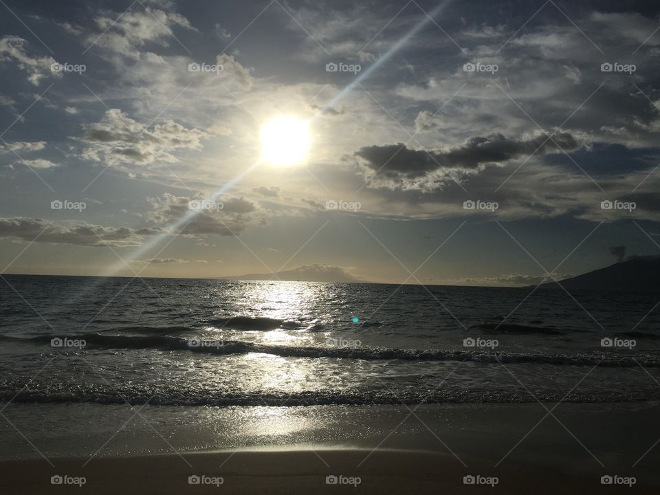 Scenic view of beach during sunset