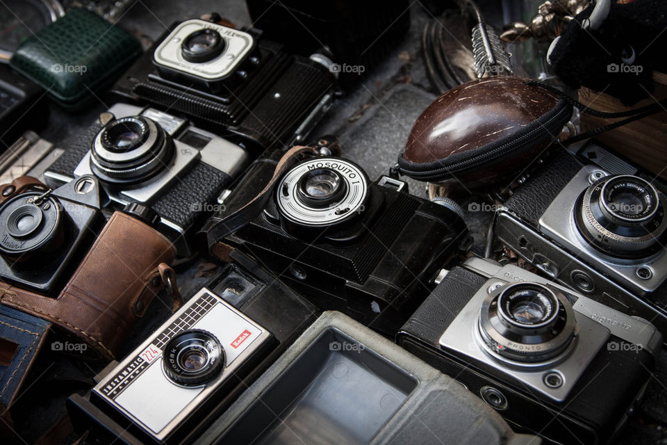 Vintage cameras at flea market