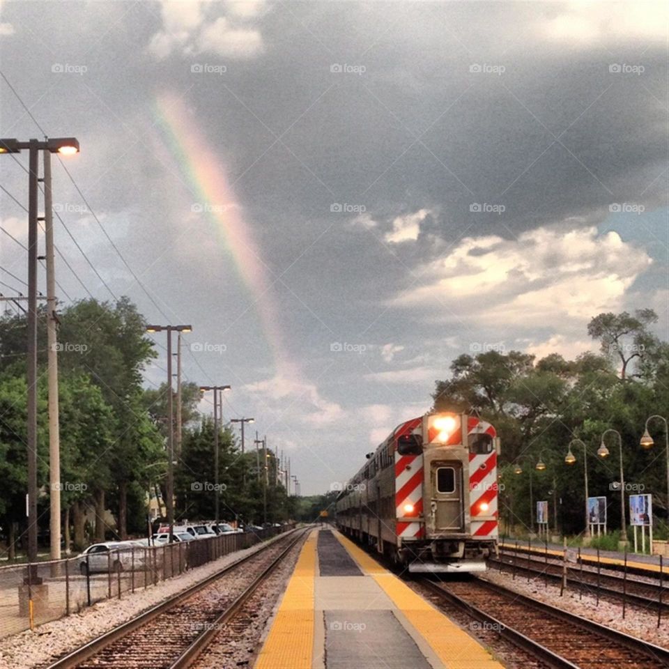 rainbow at the train station 