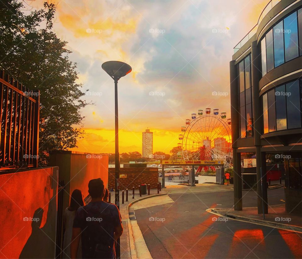 Luna Park Ferris wheel at sunset 