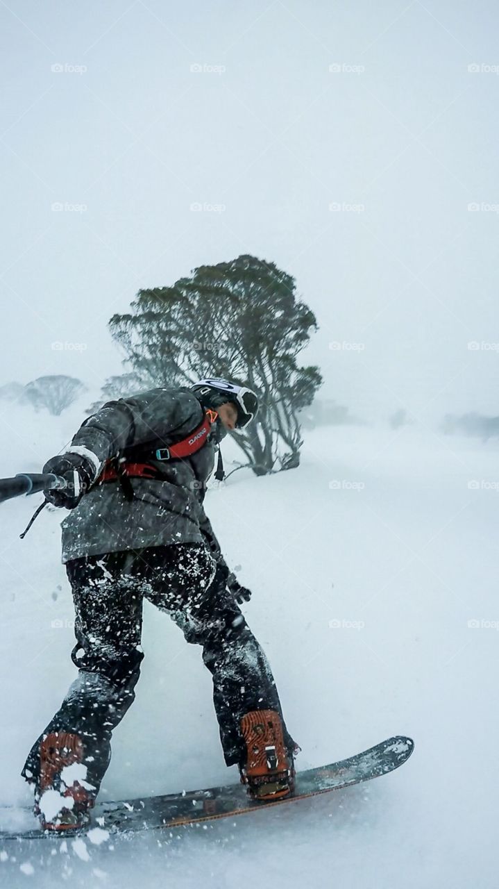 Snowboarding fun in Australian mountains