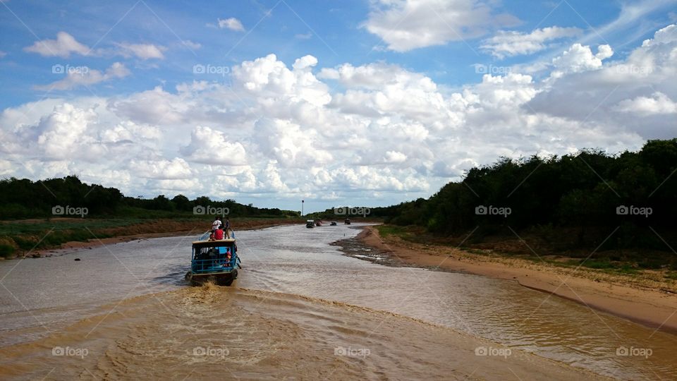 Boat. speed boat at Tonle Sap Cambodia,  20 June 2015