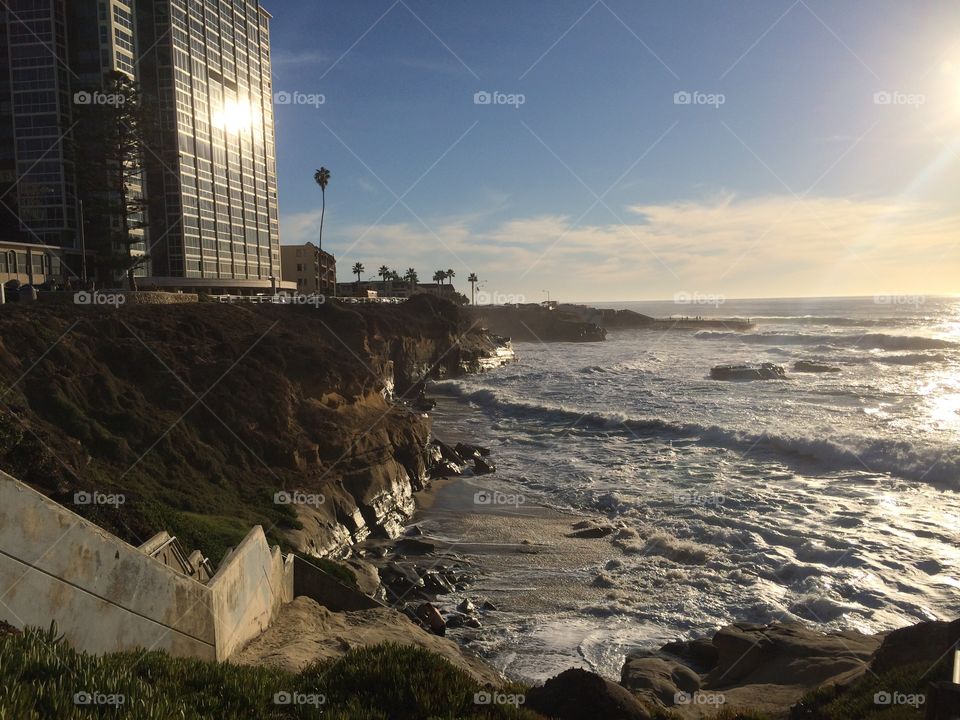 La Jolla beach . San Diego beach sunset La Jolla