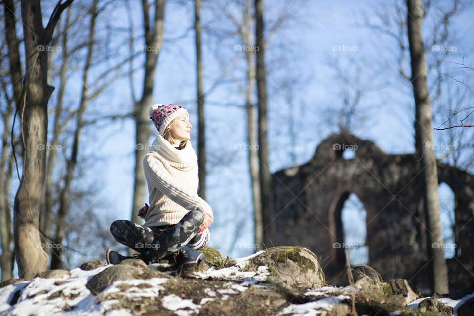 Woman doing yoga outdoor