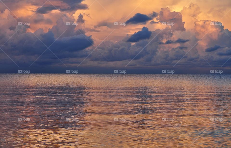 beautiful dramatic sky sunset over the baltic sea in poland