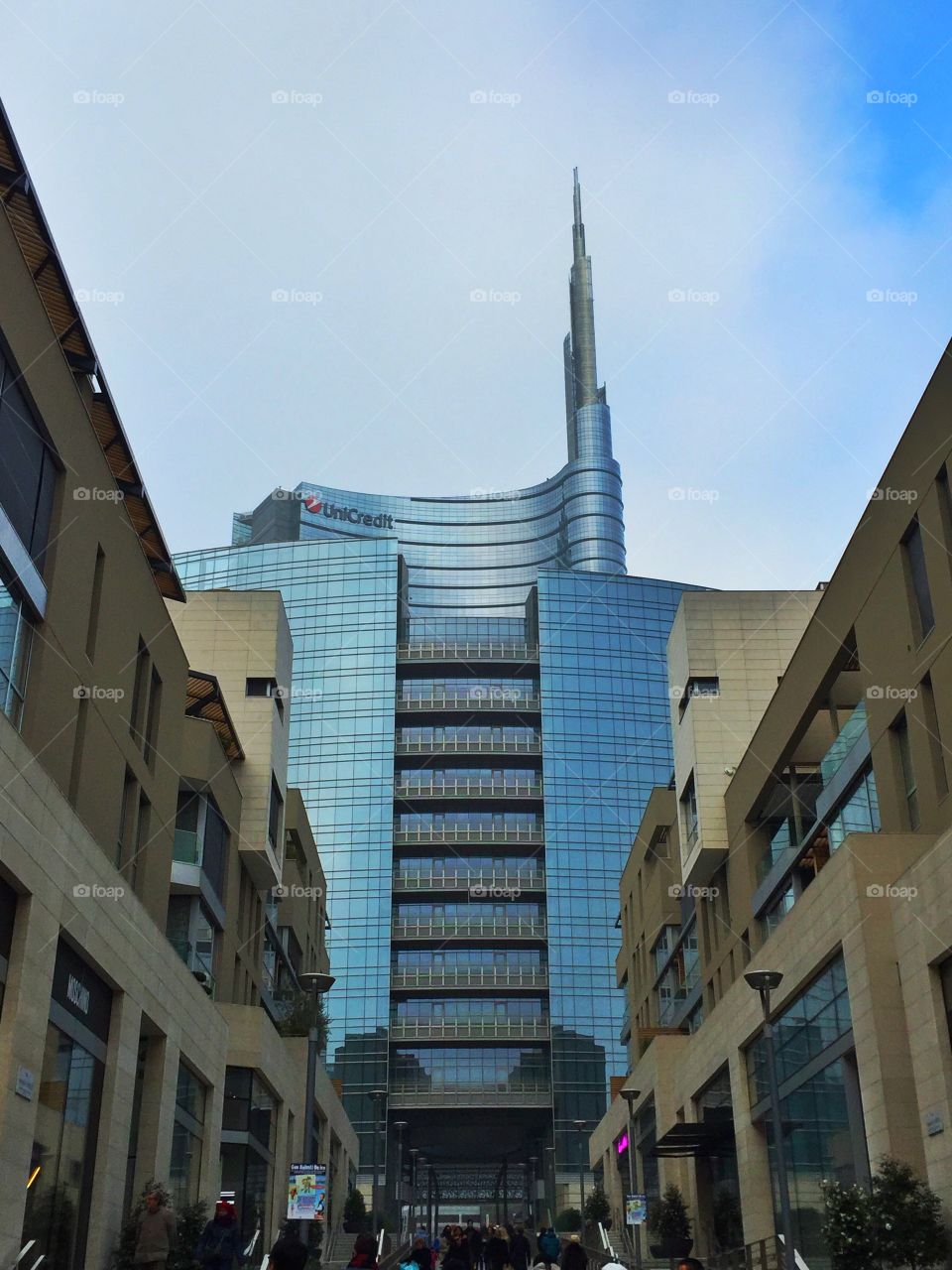 A big modern building in the financial district of Milan,Italy