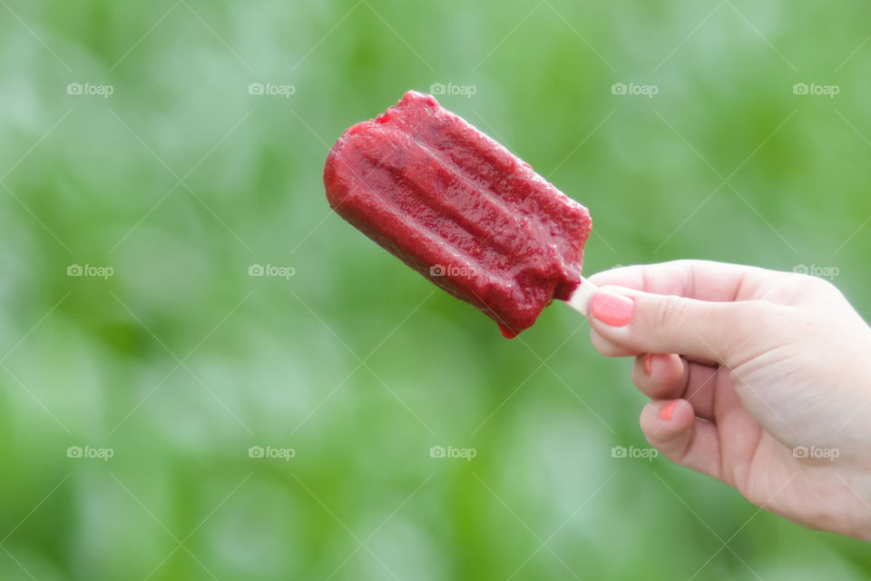 Red fruity ice cream
