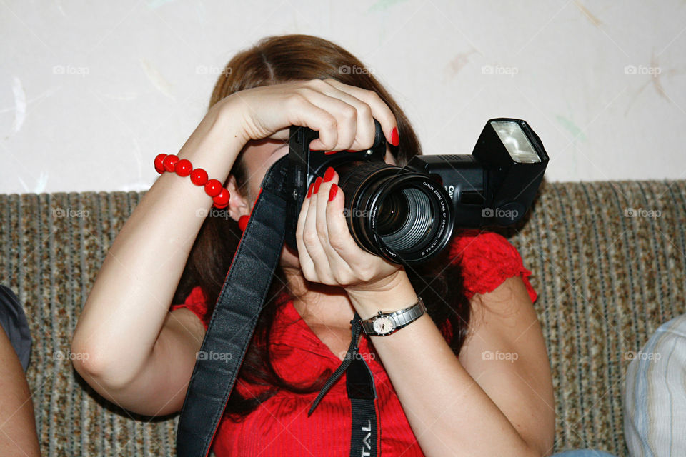 A woman taking photo