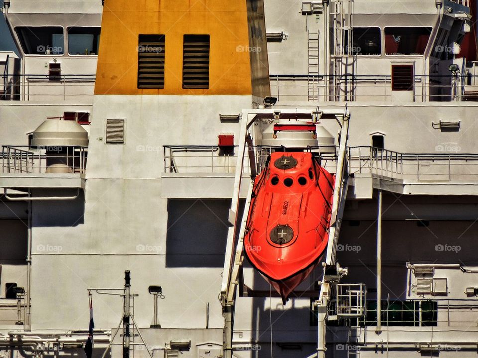 Lifeboat on cargo ship