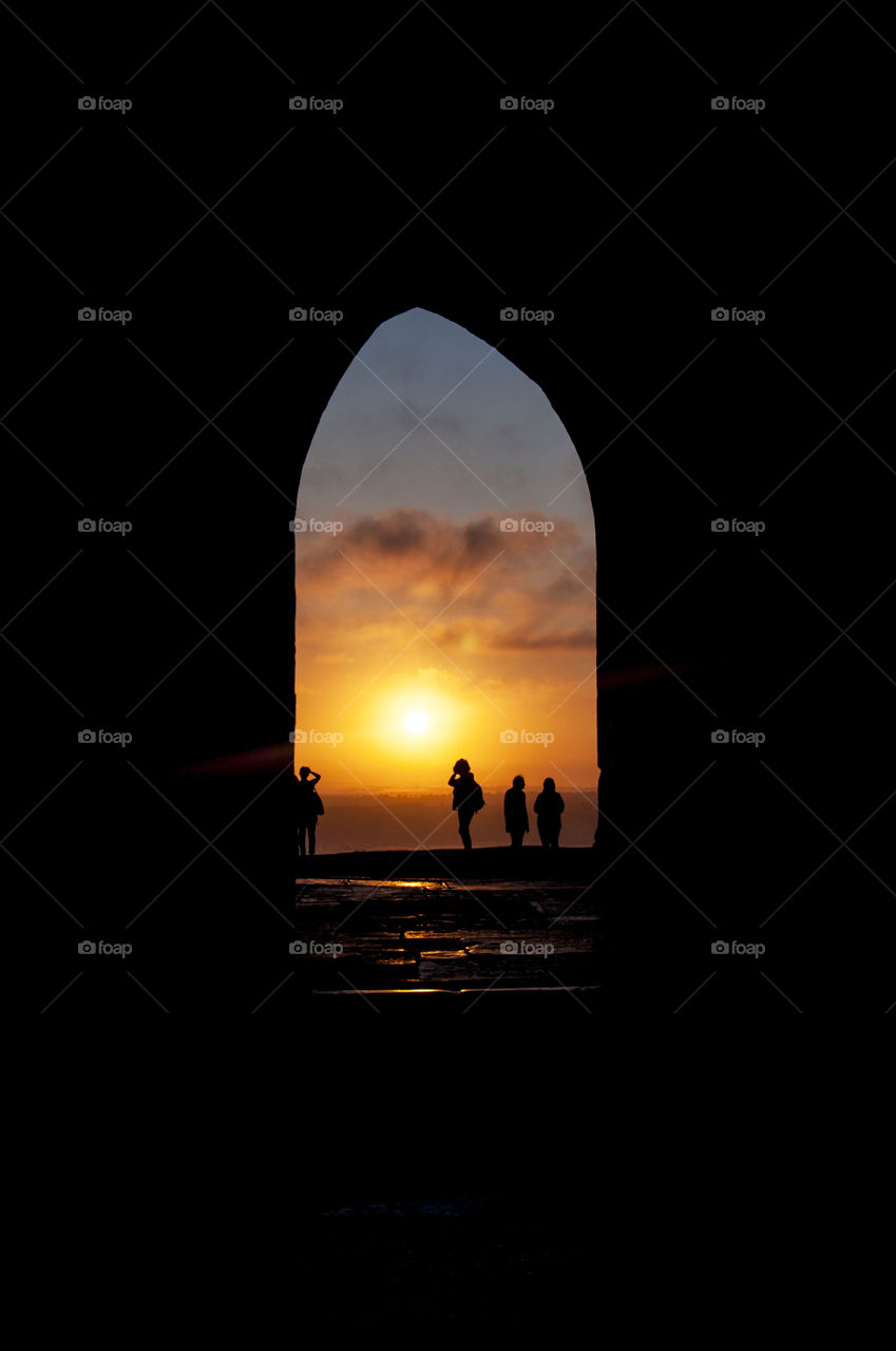 Glastonbury tor sunrise silhouettes