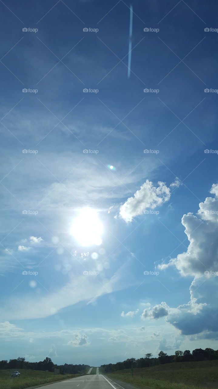 bright sun in the sky