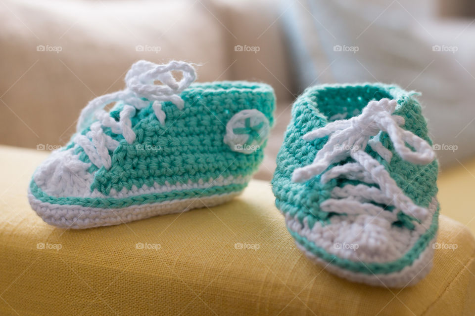 Green baby booties