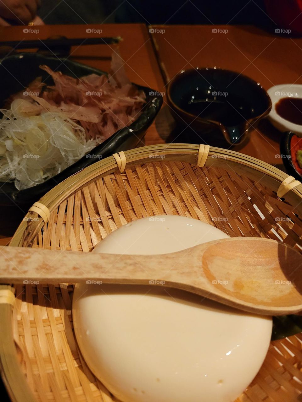 Japanese tofu with shredded onions found in Causeway Bay Hong Kong