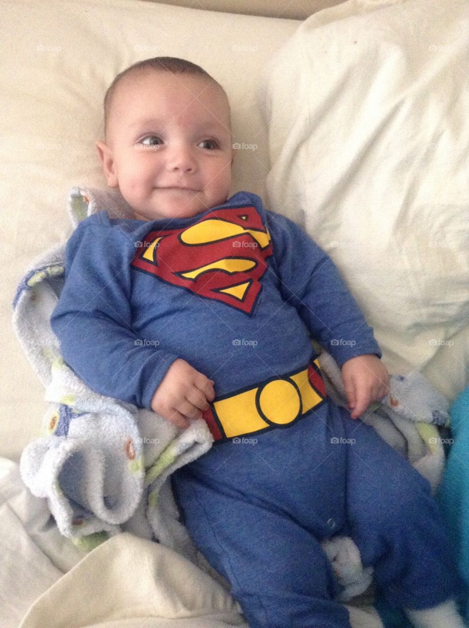 Superman outfit on a baby