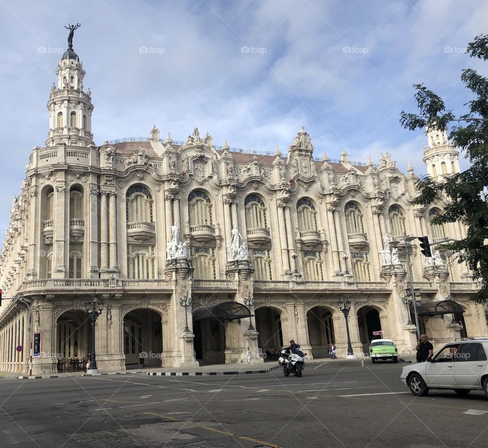 The Gran Teatro de la Habana (Great Theatre of Havana), formerly the Centro Gallego, located in the Paseo del Prado, Cuba