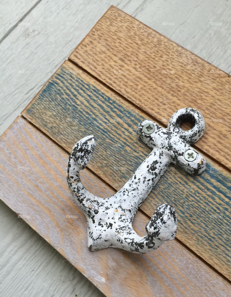 Nautical inspired hook shaped like an anchor