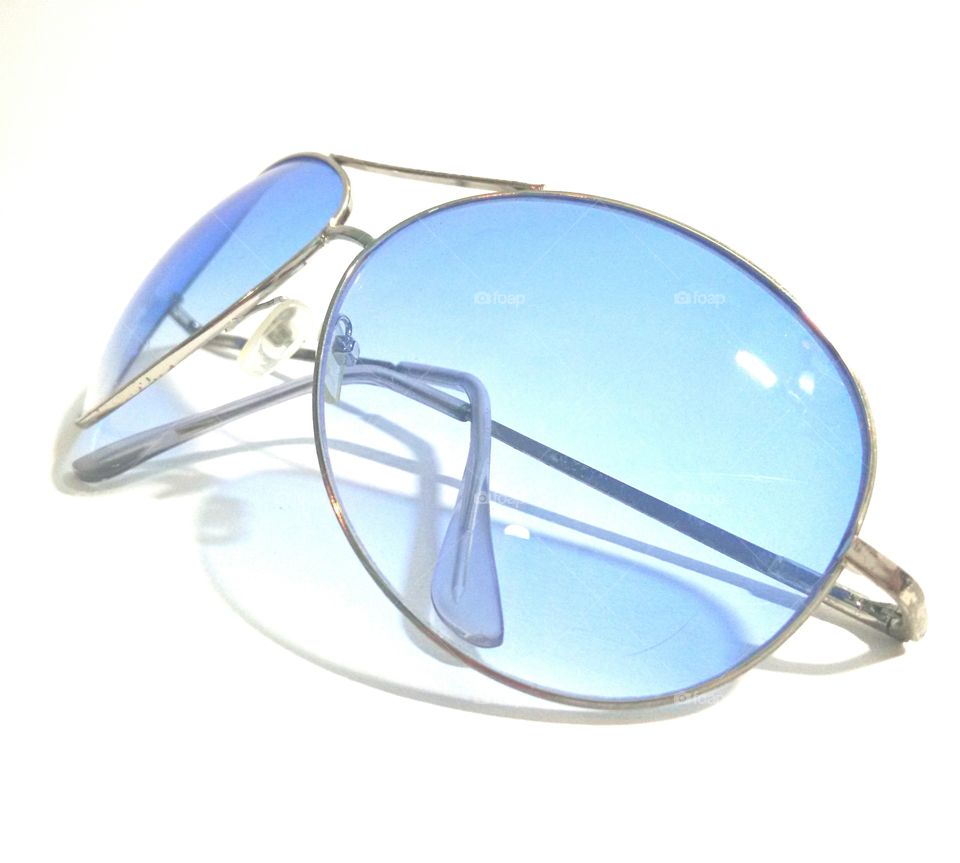 sun glass. blue sun glass isolate white