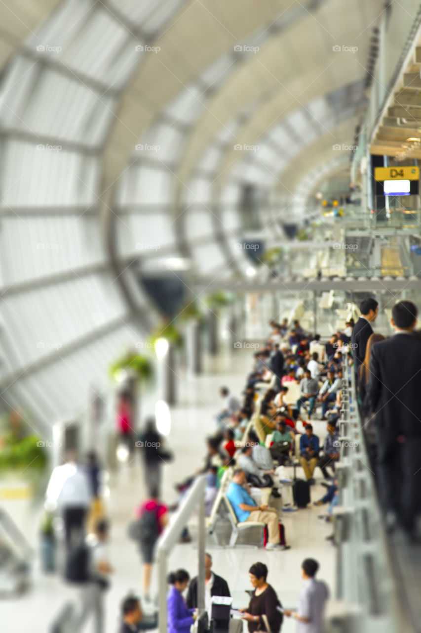 The departure. Queueing at the gate before check-in at the airport