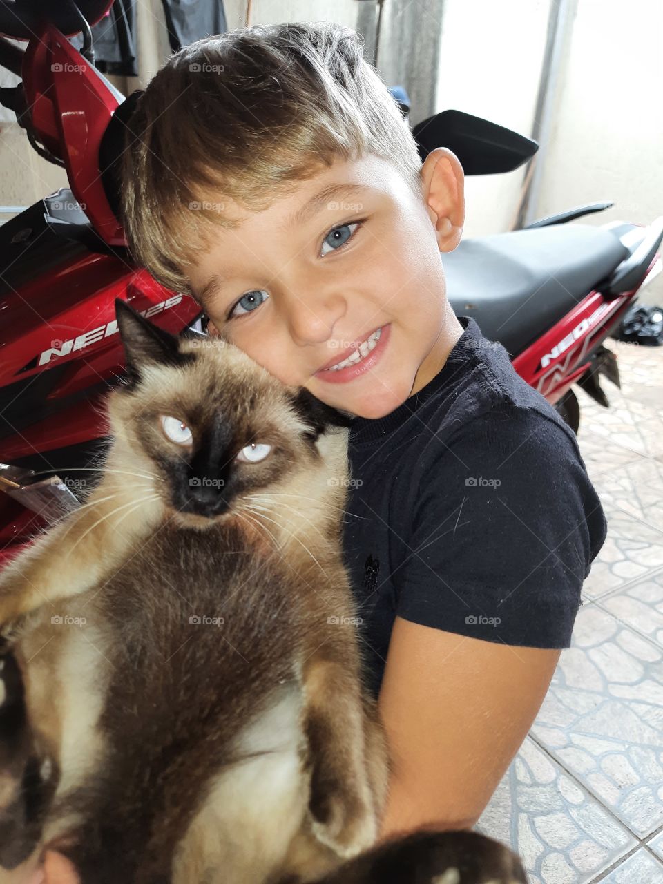 beautiful child with the kitten