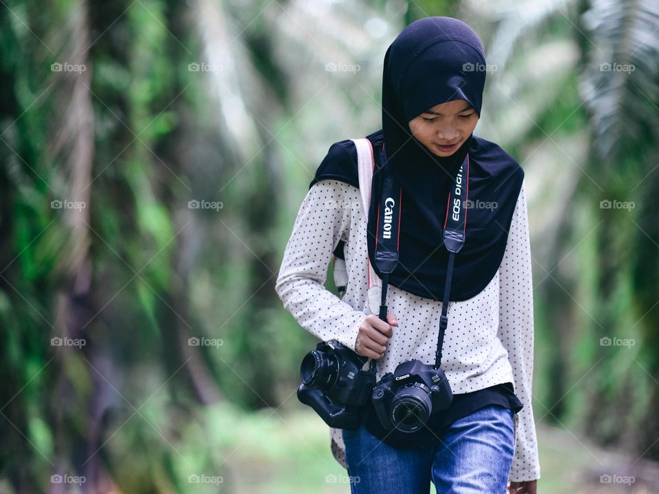 Lady photographer on assignment