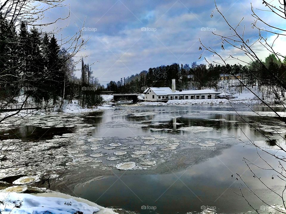 Frozen Vantaankoski rapids, Finland