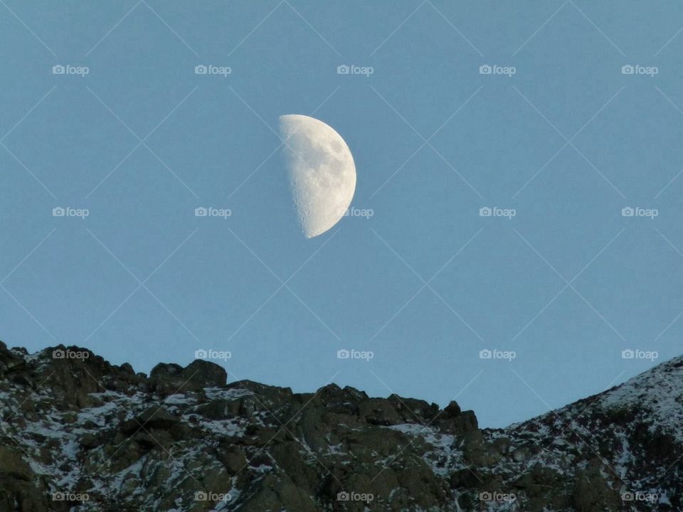 Moon and mountain
