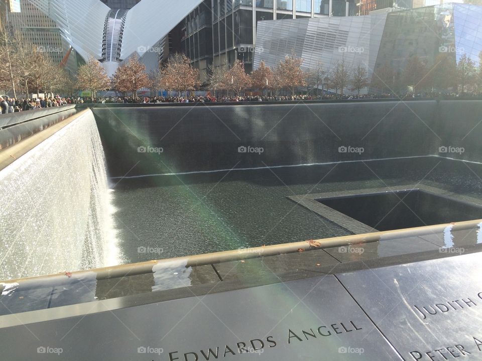 9/11 Memorial photo with sun glare