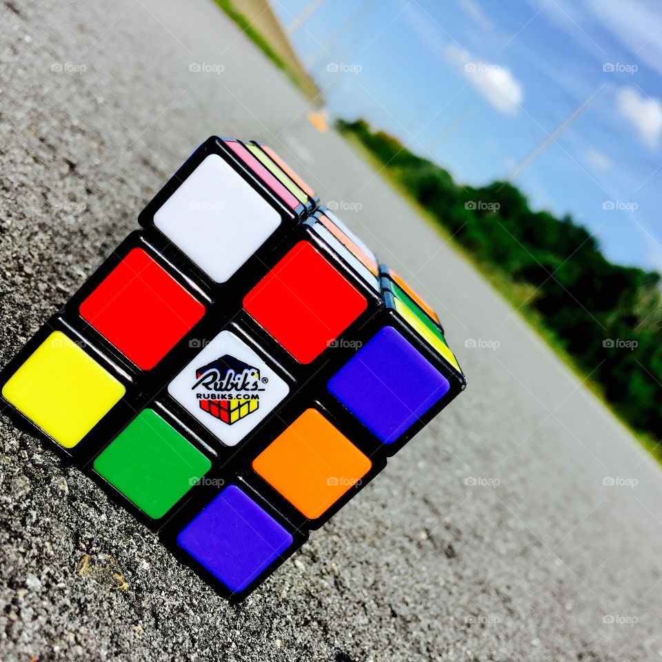 Rainbow Road. A Rubik's cube baking in the sun 