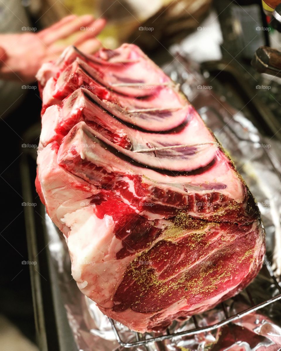 Prime rib, rack of meat, beef, dinner, raw