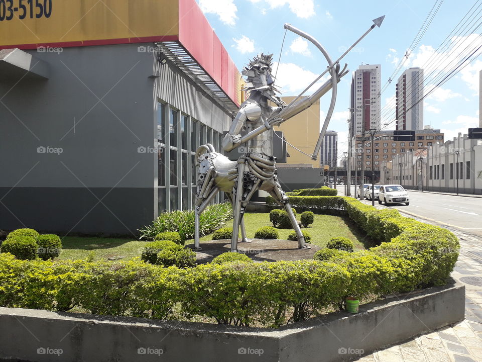Sagitarius iron statue.