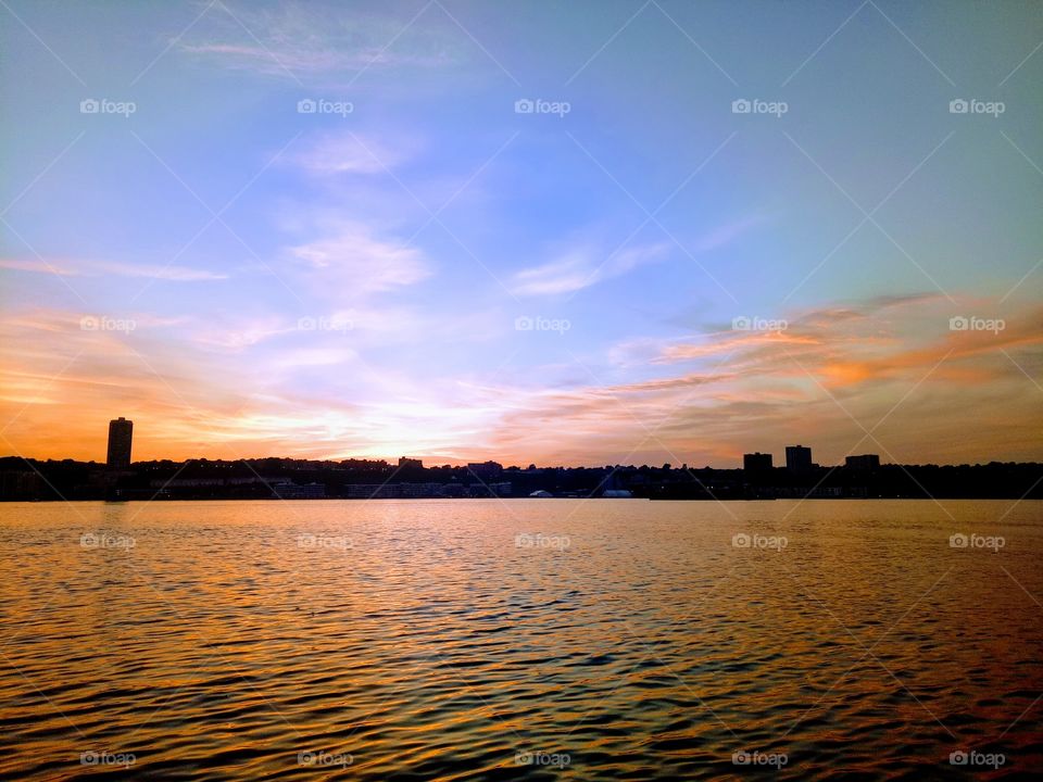 Beautiful and lovely sunset in Riverside park New York. Colors of the skies. Nature’s beauty.