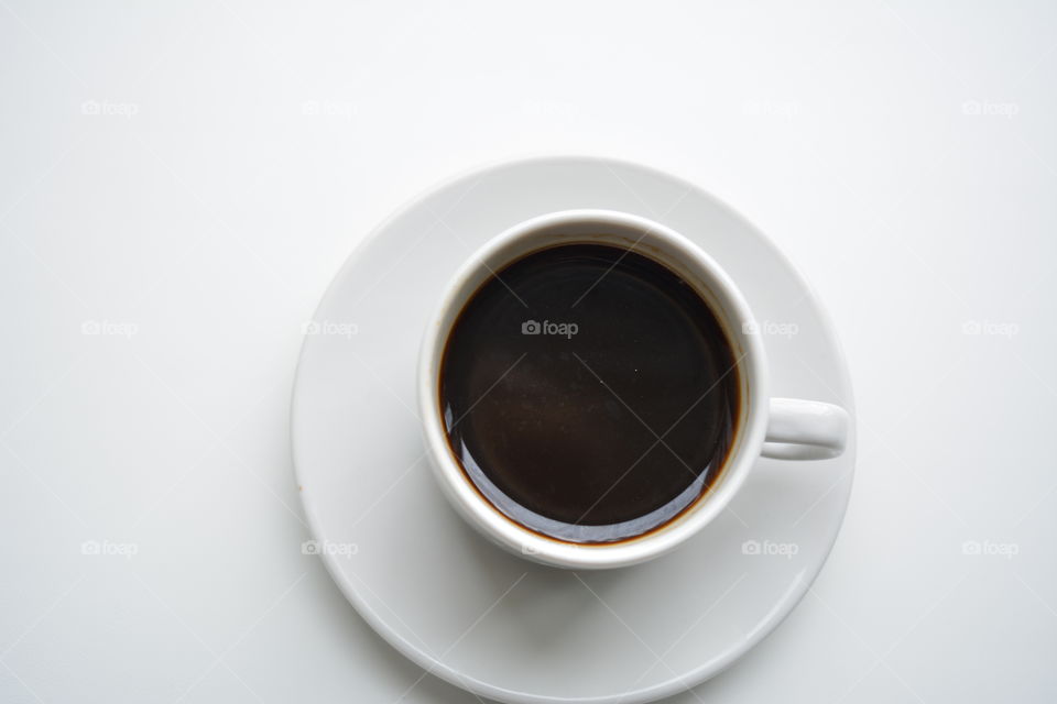 coffee cup top view on a white background