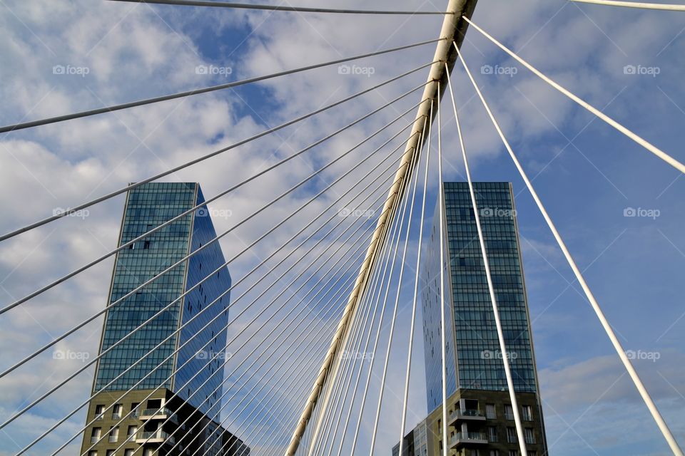 View of Bilbao city from Calatrava Bridge
