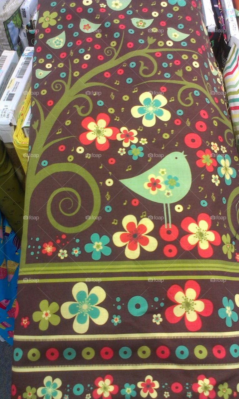 shopping. at the fabric store