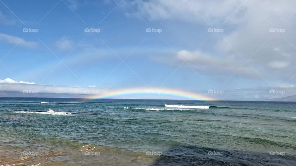 Hawaii rainbow on ocean double rainbow 