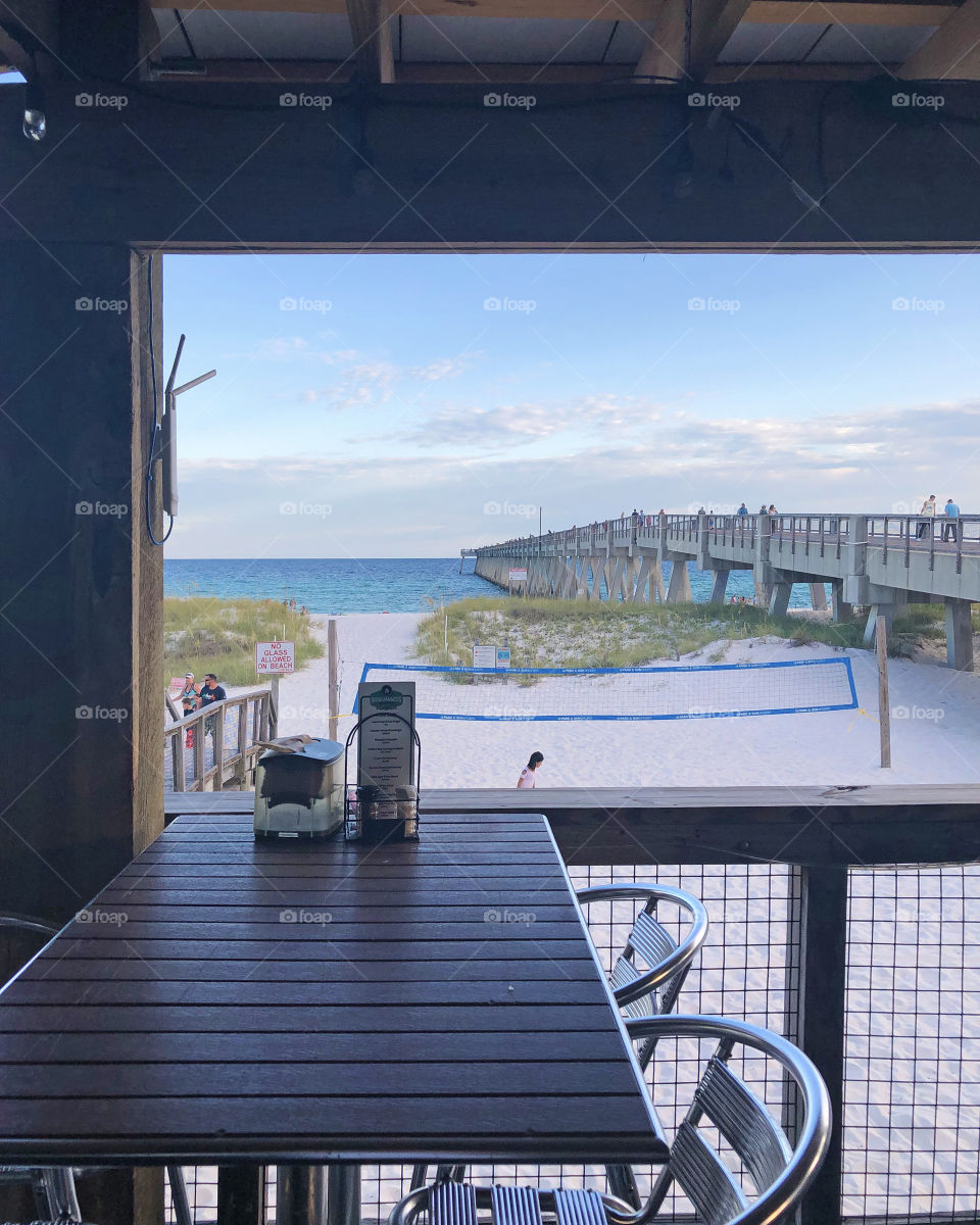 Window view of the beach