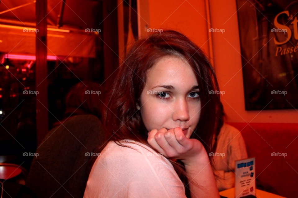 Girl at a cafe. Girl at a cafe in Paris
