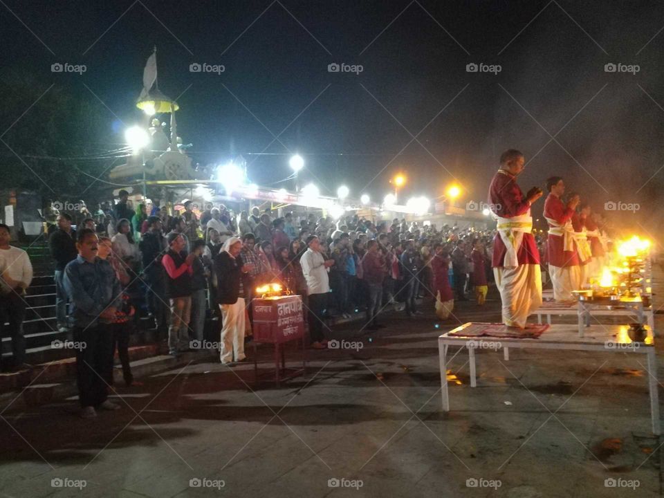 Ganga prayers at night