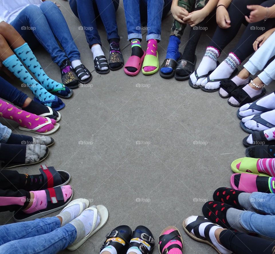 Teens at school, interns play