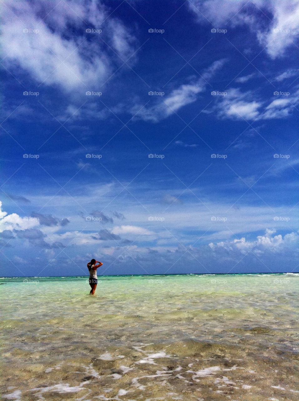 beach ocean sky girl by patrickshen