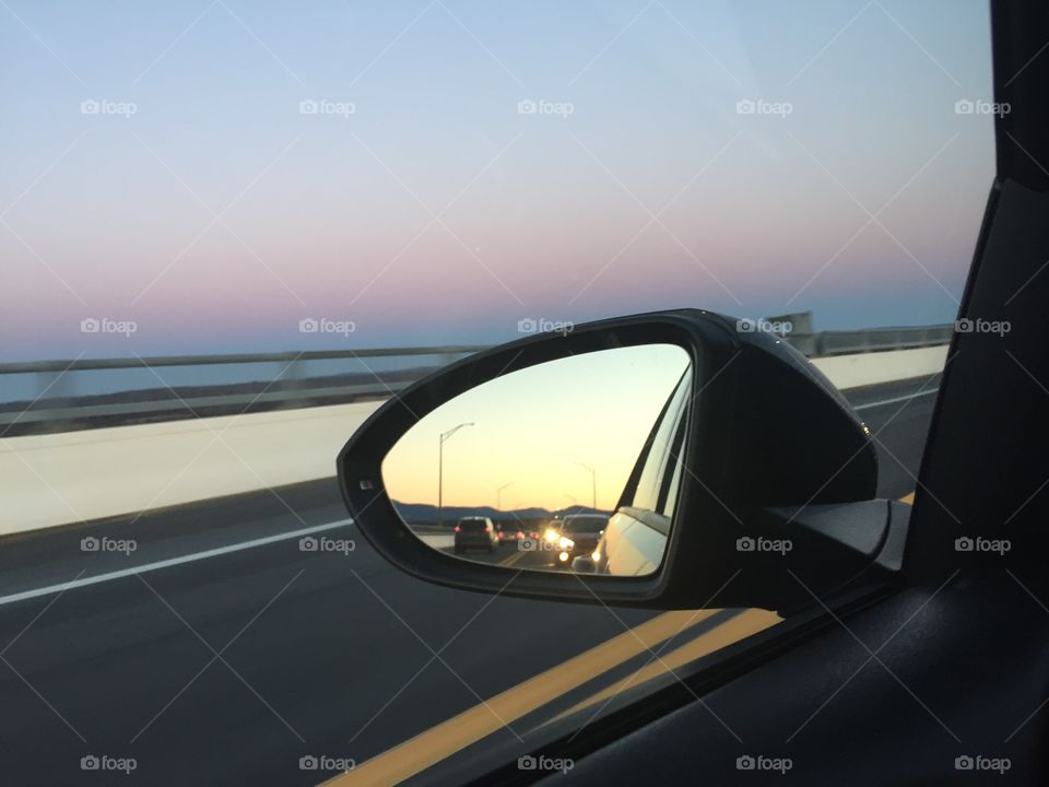 Car on bridge
Rear view mirror