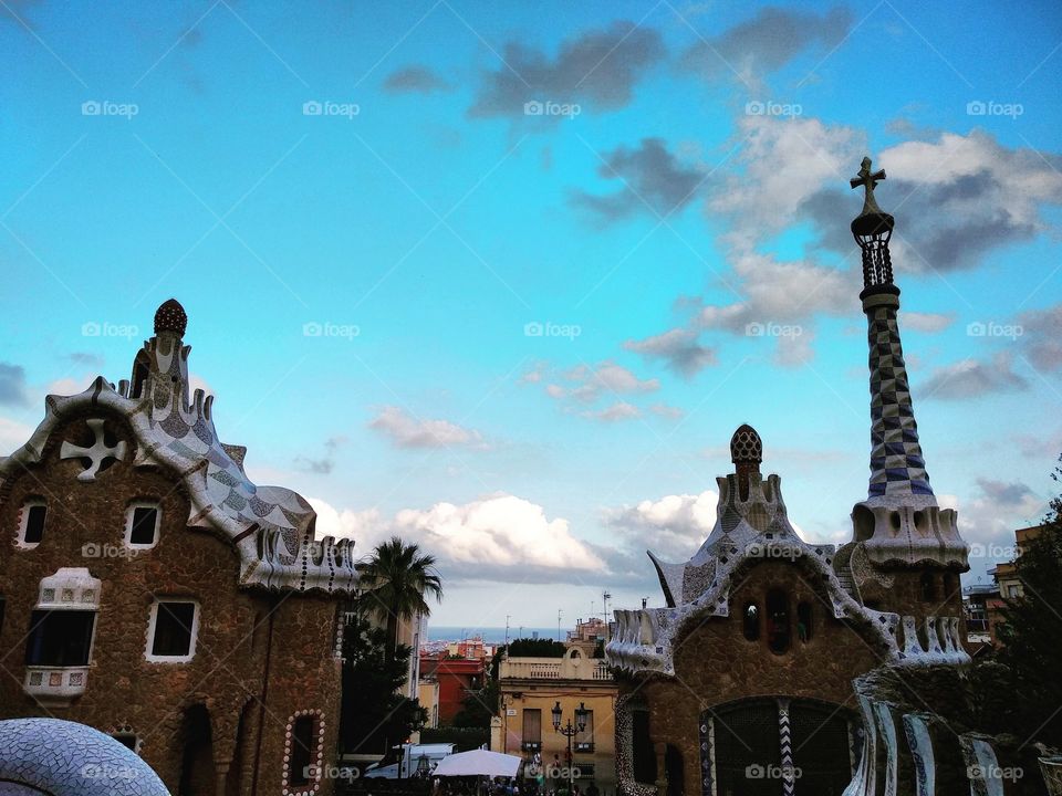 amazing view of Barcelona in park quel