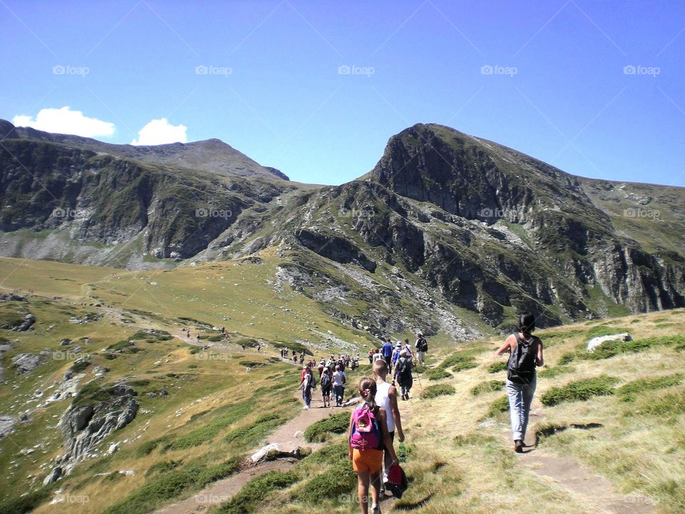 People walking in the mountain