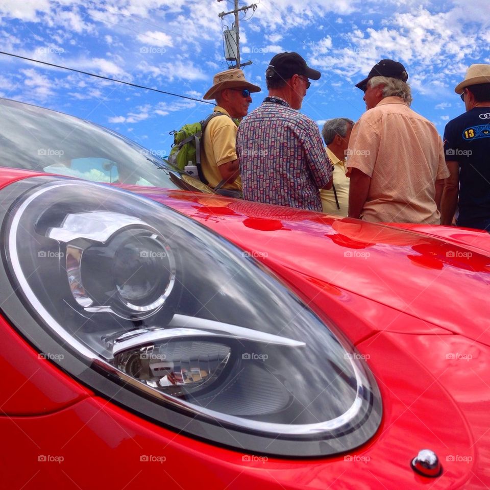 Porsche with people