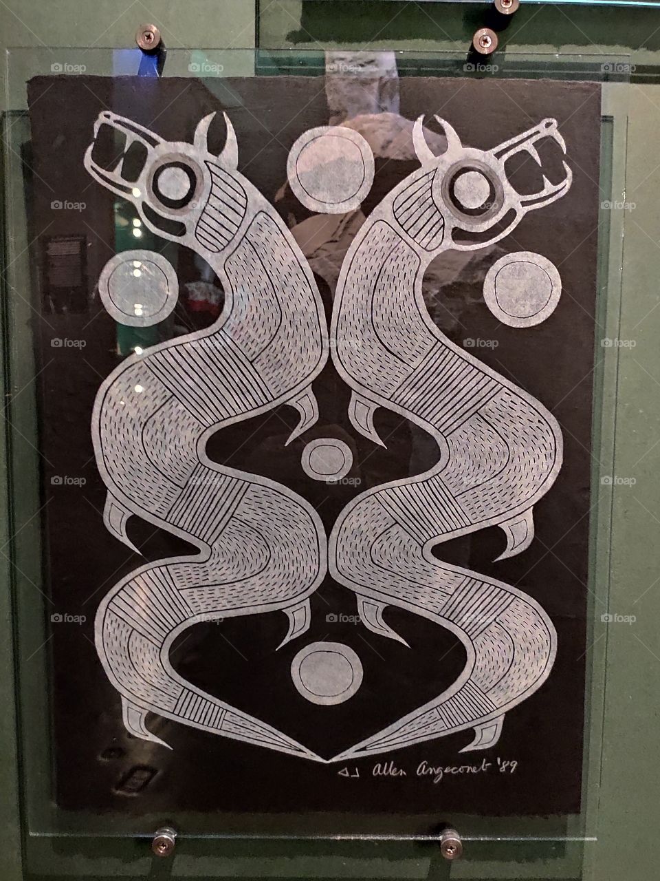 Double serpent figure illustration